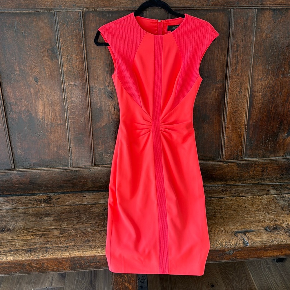 Ted Baker Coral Midi Dress with Zip Back